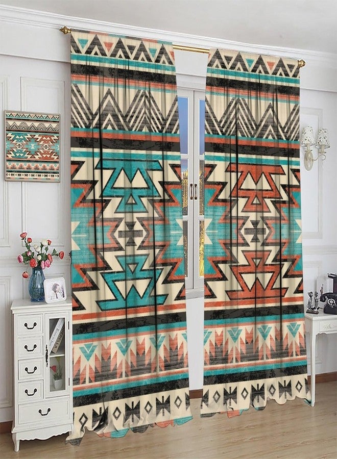 LOMADIA Aztec Blackout Curtain, Rustic Western Fantasy Boho Tribal Southwest Native American Pattern Decor Window Rod Pocket Thermal Insulated Curtains Panels for Bedroom Living Room Drapes 42x45in - Image 3